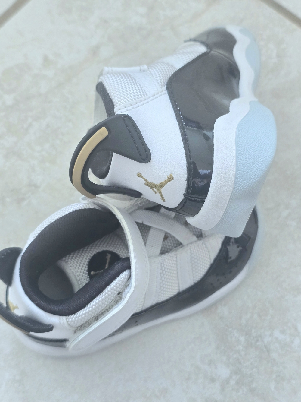 Jordan Baby High-Top Sneakers in White and Black - Picture 2 of 3
